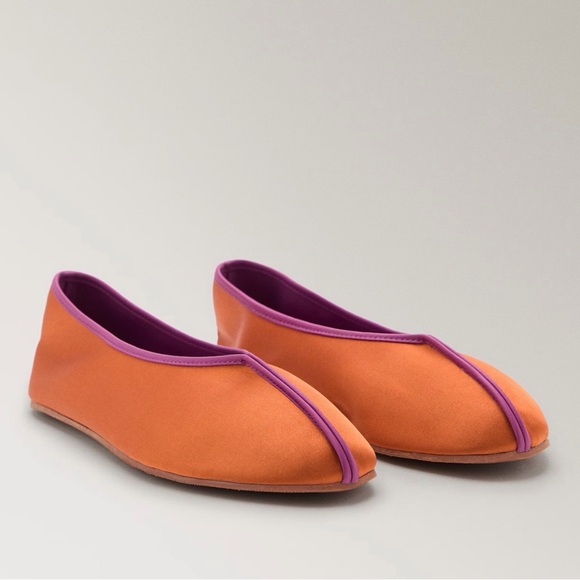 Mango Shoes - Mango satin Orange Flats